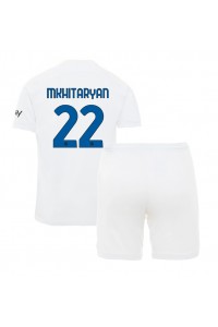 Inter Milan Henrikh Mkhitaryan #22 Jalkapallovaatteet Lasten Vieraspeliasu 2023-24 Lyhythihainen (+ Lyhyet housut)